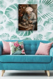 Geleneksel Yaşlı Çömlekçi Adam Yağlı Kanvas Tablo thumbnail 5