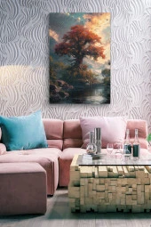 Yalnız Turuncu Ağaç Kanvas Tablo thumbnail 7