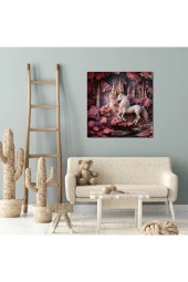 Pembe Unicorn Çocuk Odası Özel Tasarım Kanvas Tablo thumbnail 4