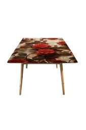 Masa Kaplama Folyosu Mobilya Masa Kaplama Folyo Krem Arkaplanlı Kırmızı Güller thumbnail 3