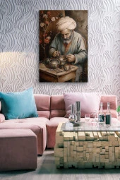 Geleneksel Yaşlı Çömlekçi Adam Yağlı Kanvas Tablo thumbnail 7