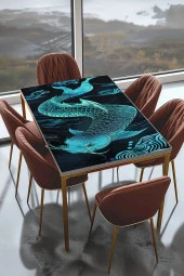 Masa Kaplama Folyosu Mobilya Masa Kaplama Su Yeşili Balık ve Deniz Detay Folyo thumbnail 1