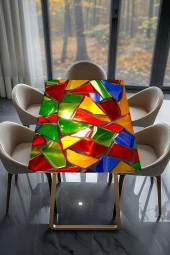 Masa Kaplama Folyosu Mobilya Masa Kaplama Renkli Kırık Kristaller thumbnail 2