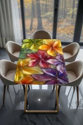 Masa Kaplama Folyosu Mobilya Masa Kaplama Rengarenk Çiçekli Tasarım thumbnail 2