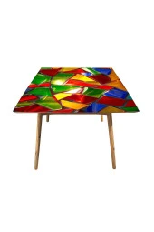 Masa Kaplama Folyosu Mobilya Masa Kaplama Renkli Kırık Kristaller thumbnail 3