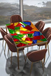 Masa Kaplama Folyosu Mobilya Masa Kaplama Renkli Kırık Kristaller thumbnail 1