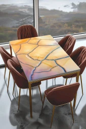 Masa Kaplama Folyosu Mobilya Masa Kaplama Sarı Kehribar Tasarım - 1