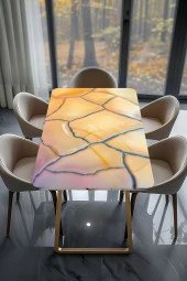 Masa Kaplama Folyosu Mobilya Masa Kaplama Sarı Kehribar Tasarım - 2