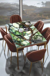 Masa Kaplama Folyosu Mobilya Masa Kaplama Renkli Kırık Mermer Taşları thumbnail 1