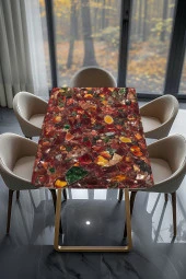 Masa Kaplama Folyosu Mobilya Masa Kaplama Folyoları Kırmızı Dağınık Kehribarlar - 2