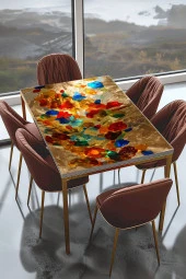Masa Kaplama Folyosu Mobilya Masa Kaplama Folyoları Rengarenk Kehribarlar Folyo - 1