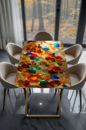 Masa Kaplama Folyosu Mobilya Masa Kaplama Folyoları Rengarenk Kehribarlar Folyo - 2