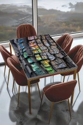 Masa Kaplama Folyosu Mobilya Masa Kaplama Renkli Boyalı Ağaç Kabukları thumbnail 1