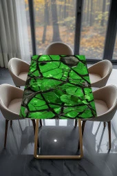 Masa Kaplama Folyosu Mobilya Masa Kaplama Folyoları Kristalize Yeşil Yaprak thumbnail 2