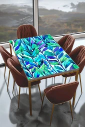 Masa Kaplama Folyosu Mobilya Masa Kaplama Folyoları Rengarenk Mavi-Yeşil Yaprak Folyo thumbnail 1