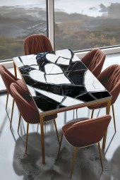 Masa Kaplama Folyosu Mobilya Masa Kaplama Şiyah Beyaz Kalp Detay thumbnail 1