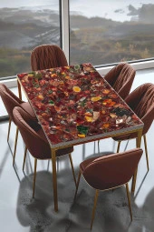 Masa Kaplama Folyosu Mobilya Masa Kaplama Folyoları Kırmızı Dağınık Kehribarlar - 1