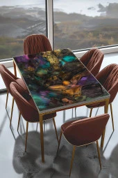 Masa Kaplama Folyosu Mobilya Masa Kaplama Folyoları Karanlık Kehribarlar - 1