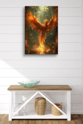 Küllerinden Yeniden Doğmuş Anka Kuşu Yağlı Kanvas Tablo thumbnail 2