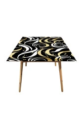 Masa Kaplama Folyosu Mobilya Masa Kaplama Folyoları Beyaz - Gold Detaylı Folyo thumbnail 3