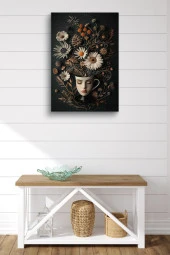 Yüz Görünümlü Kupa ve Çiçekler Yağlı Kanvas Tablo thumbnail 2