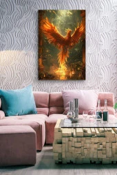 Küllerinden Yeniden Doğmuş Anka Kuşu Yağlı Kanvas Tablo thumbnail 4