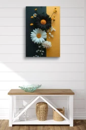 Siyah Beyaz Papatyalar Yağlı Kanvas Tablo thumbnail 2