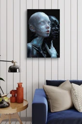 Siyah Beyaz İnsanlar Silüeti Yağlı Kanvas Tablo thumbnail 4