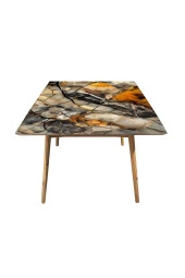 Masa Kaplama Folyosu Mobilya Masa Kaplama Folyoları Klasik Kehribar Taşlar - 3