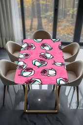 Masa Kaplama Folyosu Mobilya Masa Kaplama Folyoları Beyaz - Pembe Gül Çizim Tasarım thumbnail 2