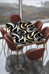 Masa Kaplama Folyosu Mobilya Masa Kaplama Folyoları Beyaz - Gold Detaylı Folyo thumbnail 1