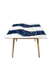 Masa Kaplama Folyosu Mobilya Masa Kaplama Folyoları Mavi Beyaz Çizgili Gold Folyo thumbnail 3