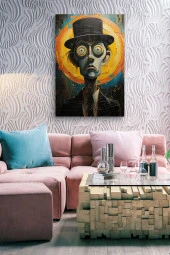 Takım Elbiseli Ciddi Adam Portresi Yağlı Kanvas Tablo thumbnail 1