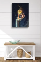 Sarı Elmaya Uzanılan El Yağlı Kanvas Tablo thumbnail 2