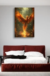 Küllerinden Yeniden Doğmuş Anka Kuşu Yağlı Kanvas Tablo thumbnail 7