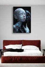 Siyah Beyaz İnsanlar Silüeti Yağlı Kanvas Tablo thumbnail 3