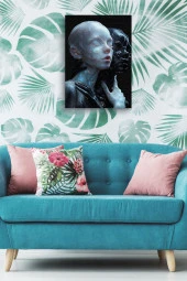 Siyah Beyaz İnsanlar Silüeti Yağlı Kanvas Tablo thumbnail 5