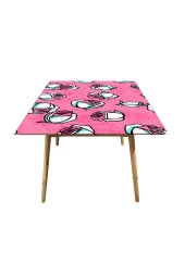 Masa Kaplama Folyosu Mobilya Masa Kaplama Folyoları Beyaz - Pembe Gül Çizim Tasarım thumbnail 3