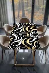 Masa Kaplama Folyosu Mobilya Masa Kaplama Folyoları Beyaz - Gold Detaylı Folyo thumbnail 2