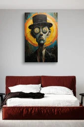 Takım Elbiseli Ciddi Adam Portresi Yağlı Kanvas Tablo thumbnail 5