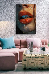 Kadın Dudağı Yağlı Kanvas Tablo thumbnail 2