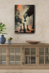 Satranç Taşları ve Hamlesi Kanvas Tablo thumbnail 1