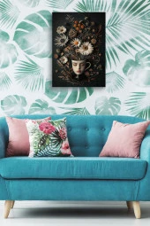 Yüz Görünümlü Kupa ve Çiçekler Yağlı Kanvas Tablo thumbnail 5