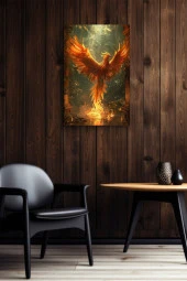 Küllerinden Yeniden Doğmuş Anka Kuşu Yağlı Kanvas Tablo thumbnail 6