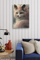 Çiçek Detaylı Kadın Tilki Yağlı Kanvas Tablo thumbnail 6