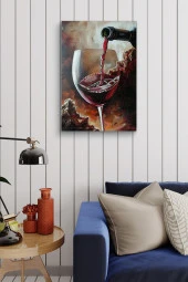 Şarap Doldurulan Bardak Yağlı Kanvas Tablo thumbnail 5