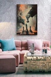 Satranç Taşları ve Hamlesi Kanvas Tablo thumbnail 7