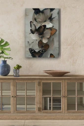 Mermer Üzerindeki Kelebekler Yağlı Kanvas Tablo thumbnail 1