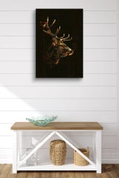 Doğal Çizim Geyik Portresi Yağlı Kanvas Tablo thumbnail 2