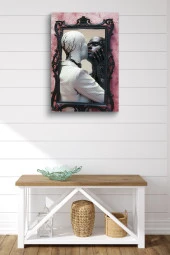 Ayna İçerisinde siyah beyaz İki İnsan Yağlı Kanvas Tablo thumbnail 2